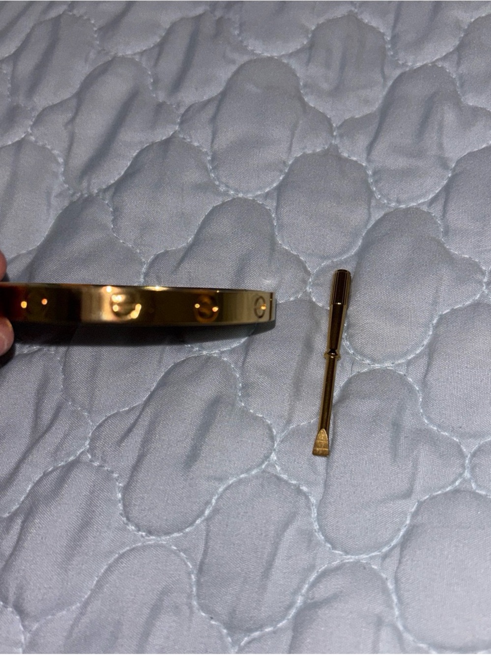 Gold Screw-Detail Bangle Bracelet with Mini Screwdriver